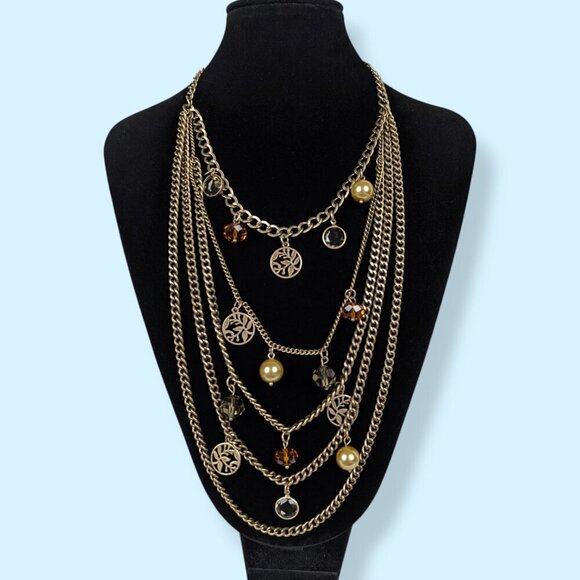Lia Sophia 5-Strand Bead Accent Chain Necklace - Picture 2 of 5